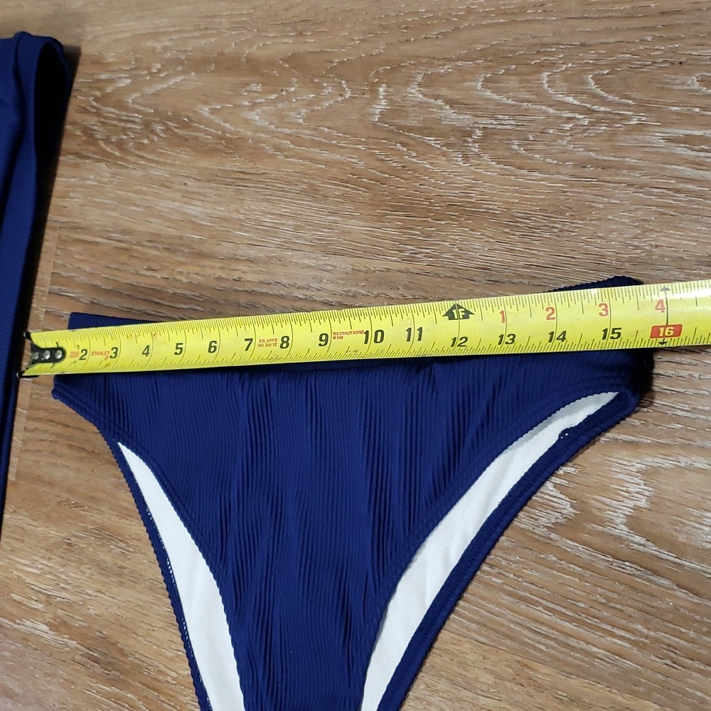(L) Two Piece Bikini Ribbed Textured High Waist - Picture 4 of 10